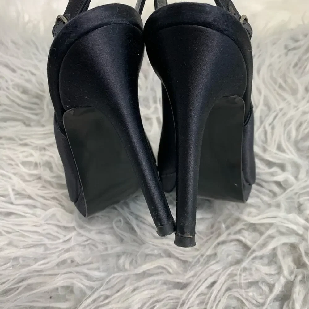 5/$30 Stuart Weitzman Satin Peep Toe Sling Back Heels